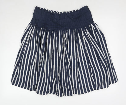 Principles Womens Blue Striped Cotton Pleated Skirt Size 14 Zip