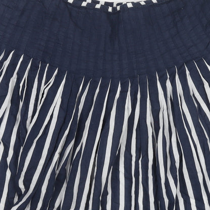 Principles Womens Blue Striped Cotton Pleated Skirt Size 14 Zip