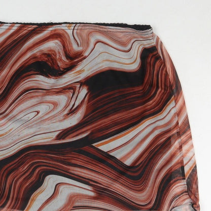 PRETTYLITTLETHING Womens Brown Geometric Polyester Mini Skirt Size 6