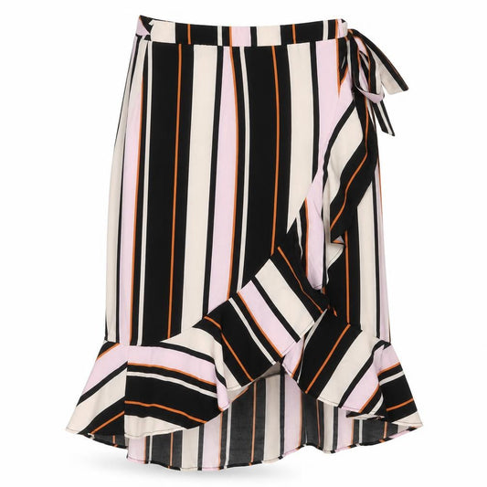 Outrageous Womens Multicoloured Striped Polyester Wrap Skirt Size 8 Tie