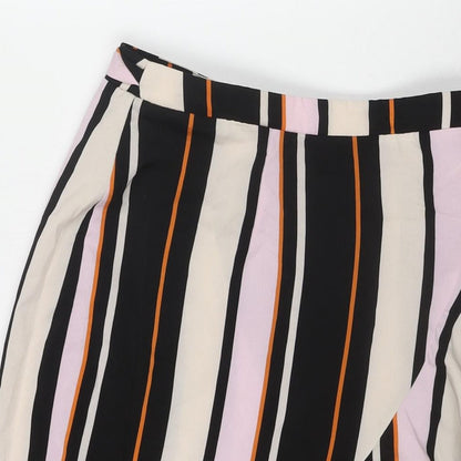Outrageous Womens Multicoloured Striped Polyester Wrap Skirt Size 8 Tie