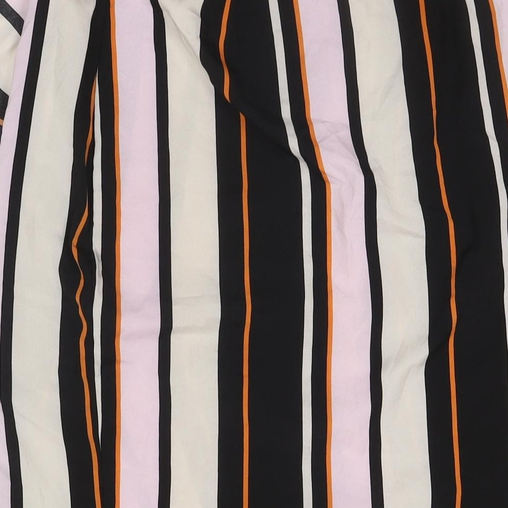 Outrageous Womens Multicoloured Striped Polyester Wrap Skirt Size 8 Tie