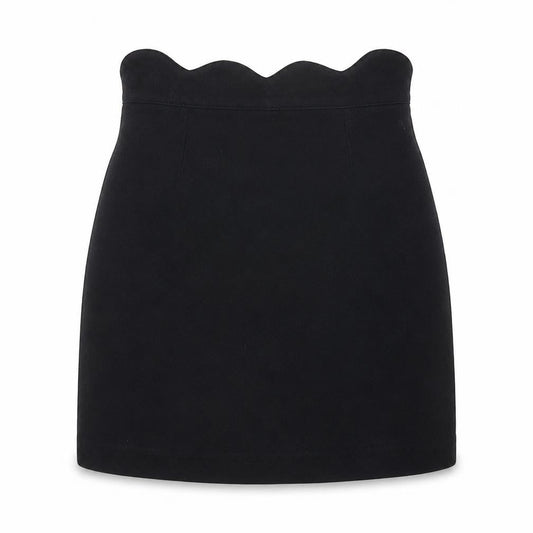 Front view of Cooperative women’s black polyester a-line skirt, size XS, zip