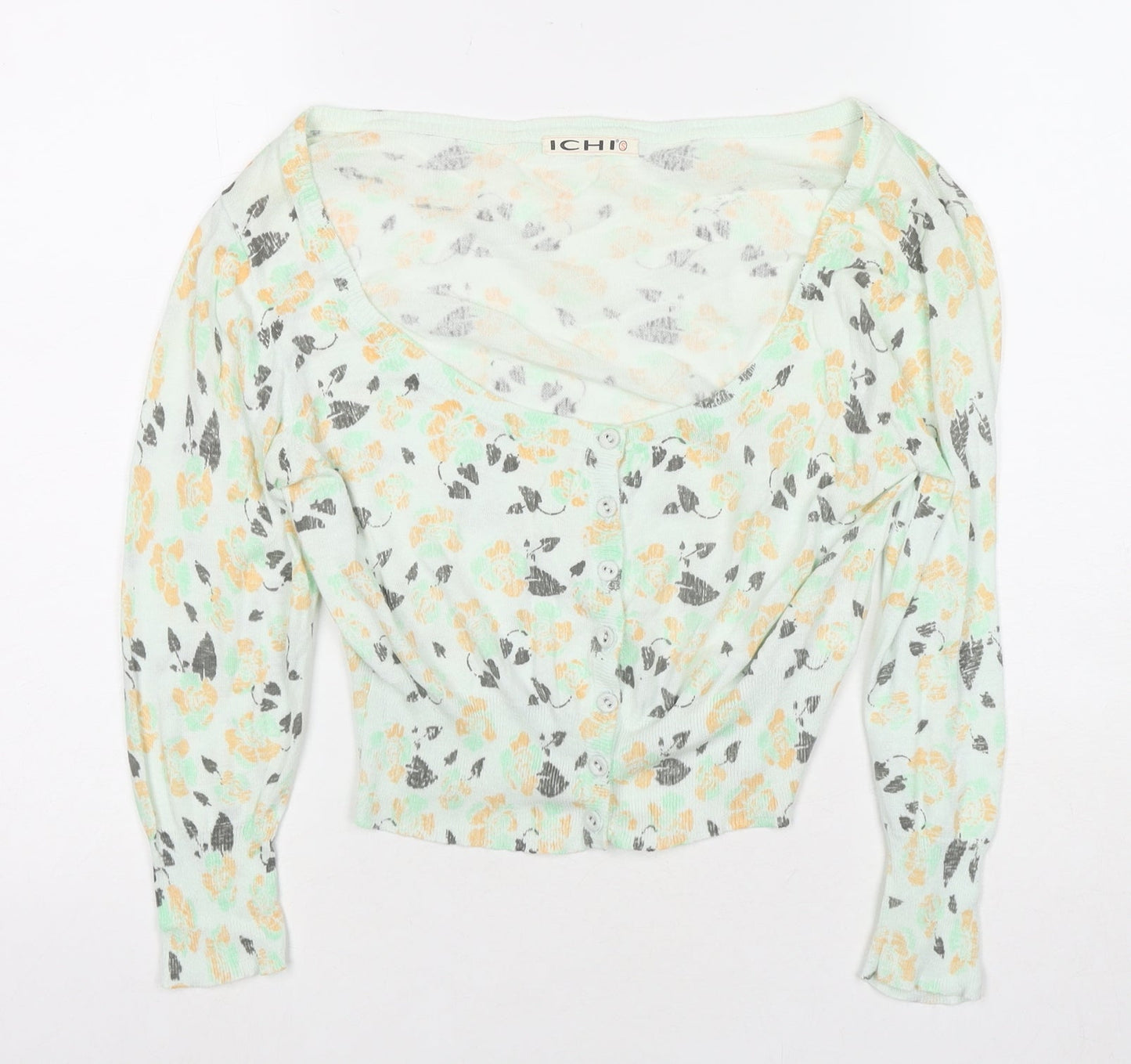 Womens UK Size 8 ICHI Green Cardigan Jumper