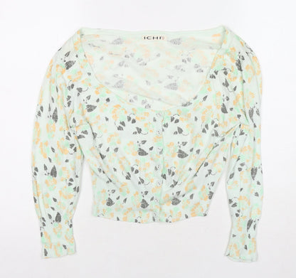 Womens UK Size 8 ICHI Green Cardigan Jumper