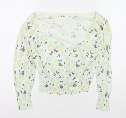 Womens UK Size 8 ICHI Green Cardigan Jumper