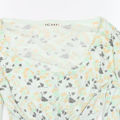 Womens UK Size 8 ICHI Green Cardigan Jumper
