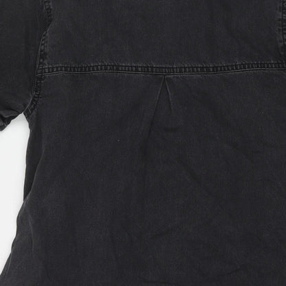 ASOS Womens Grey Cotton Shirt Dress Size 10 Collared Button