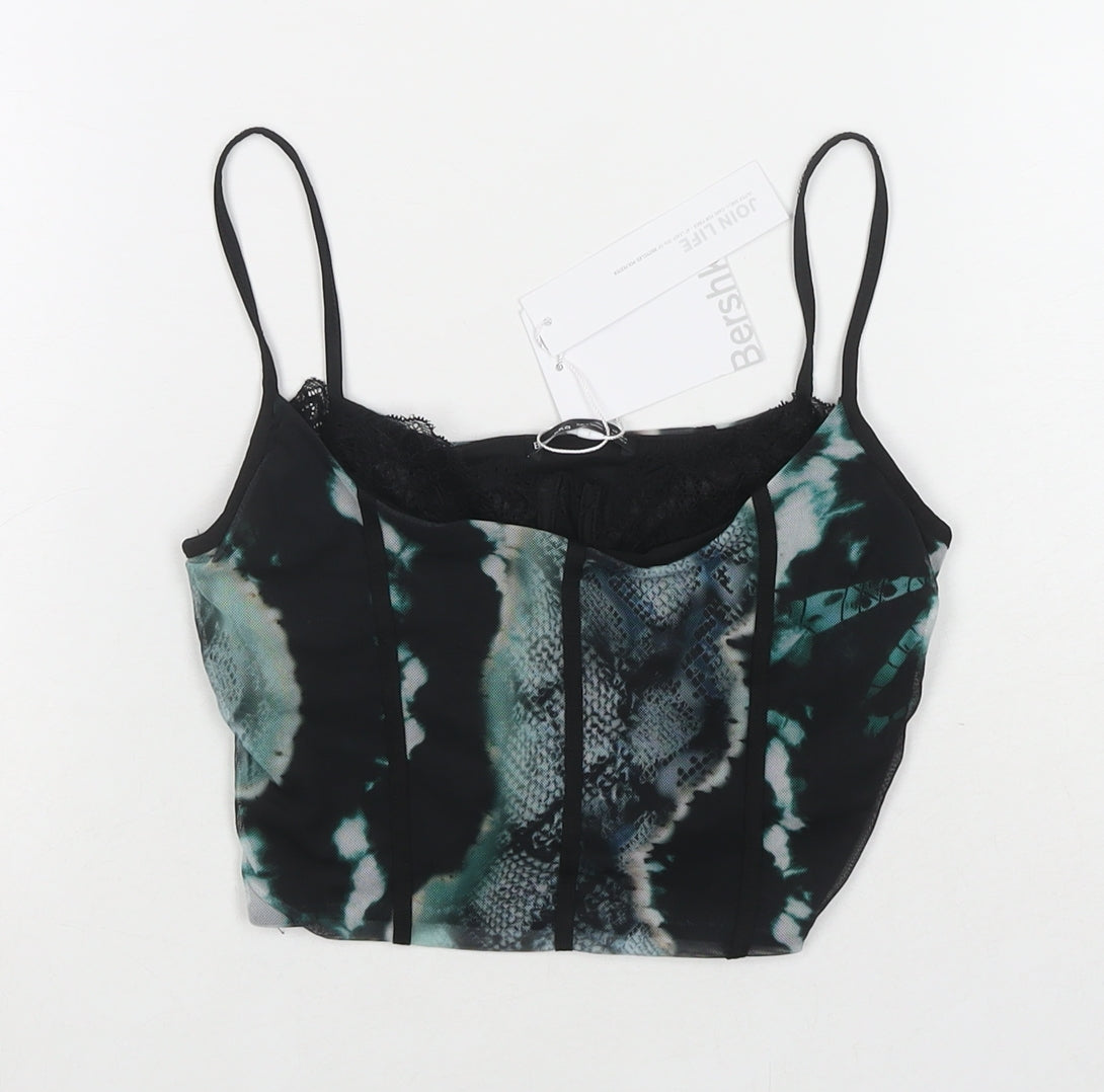 Bershka Womens Multicoloured Geometric Polyester Cropped Tank Size XS Sweetheart