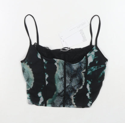 Bershka Womens Multicoloured Geometric Polyester Cropped Tank Size XS Sweetheart