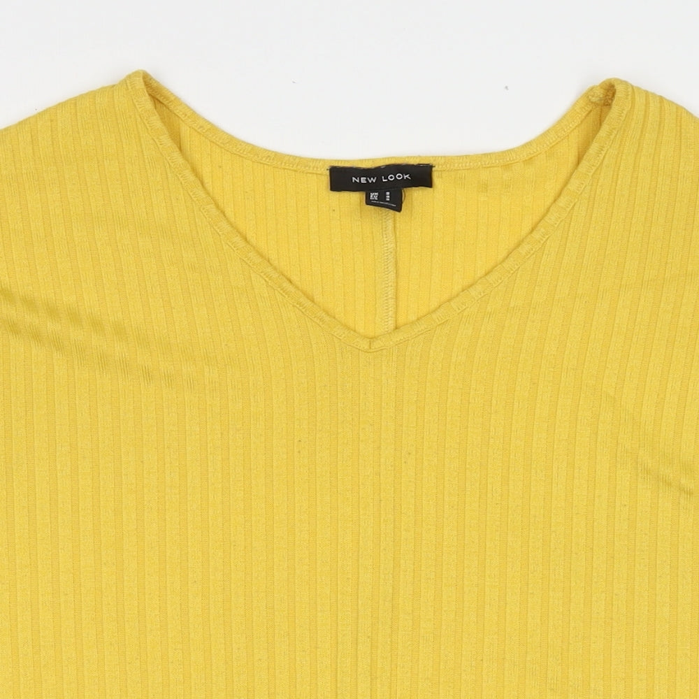 Womens UK Size S New Look Yellow Jersey T-Shirt