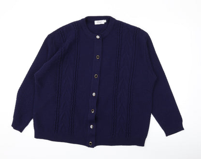 Womens UK Size XL Care Blue Cardigan Jumper