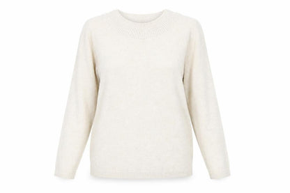 Classics Womens Beige Round Neck Acrylic Pullover Jumper Size M