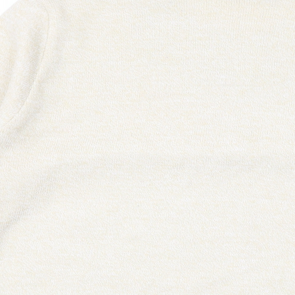 Classic Womens Beige Round Neck Acrylic Pullover Jumper Size M