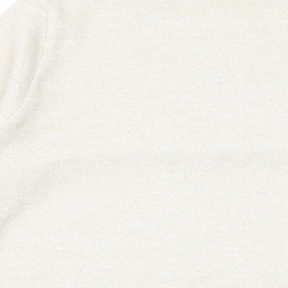 Classic Womens Beige Round Neck Acrylic Pullover Jumper Size M