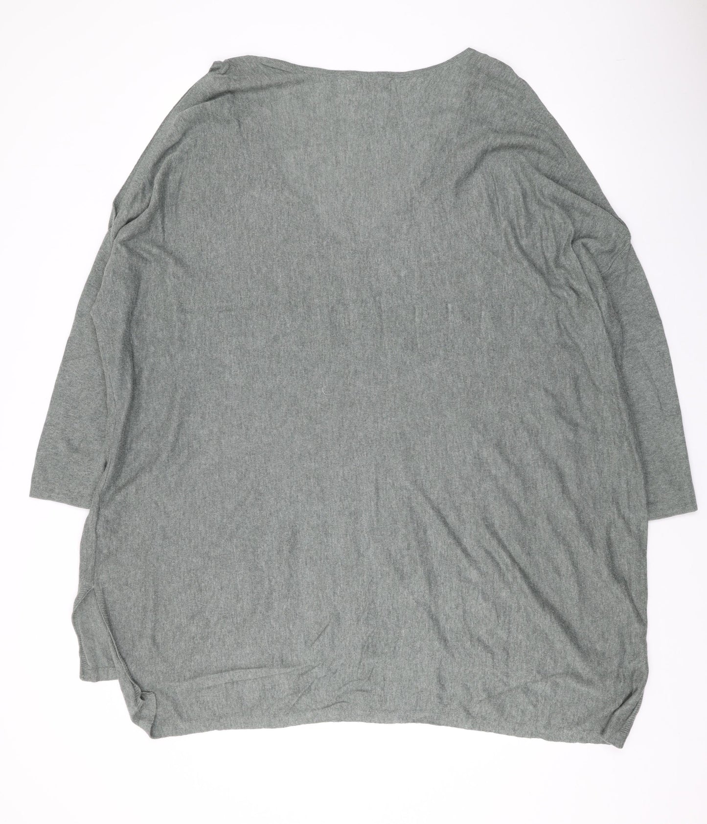 If It Were Me Womens Green V-Neck Cotton Pullover Jumper Size 16