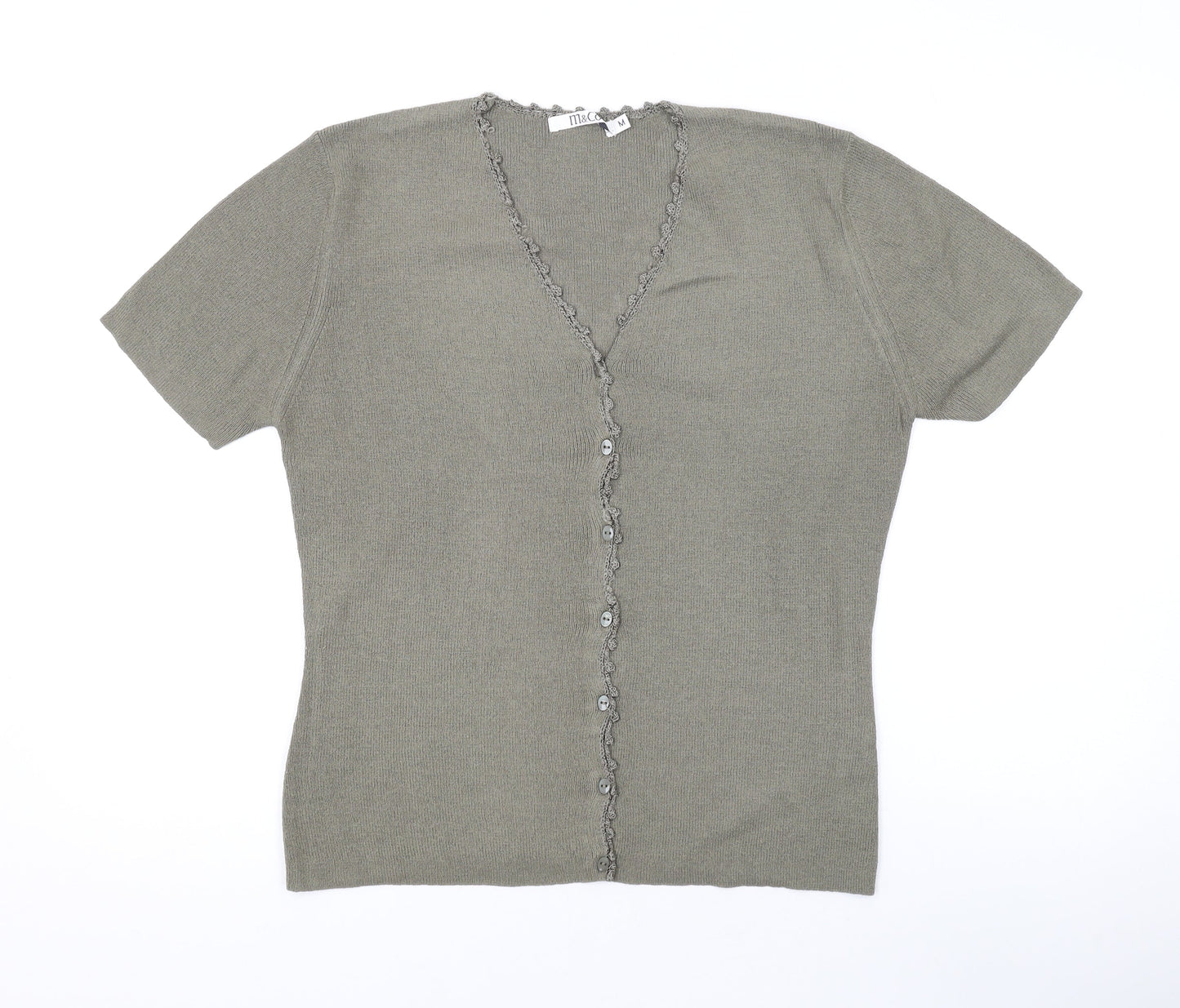 Womens UK Size M M&Co Green Basic Button-Up