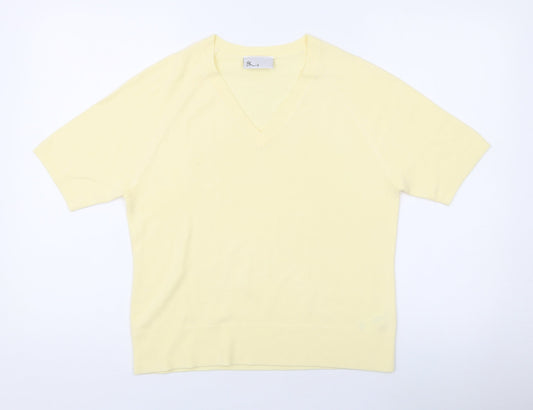 BHS Womens Yellow V-Neck Acrylic Pullover Jumper Size 14
