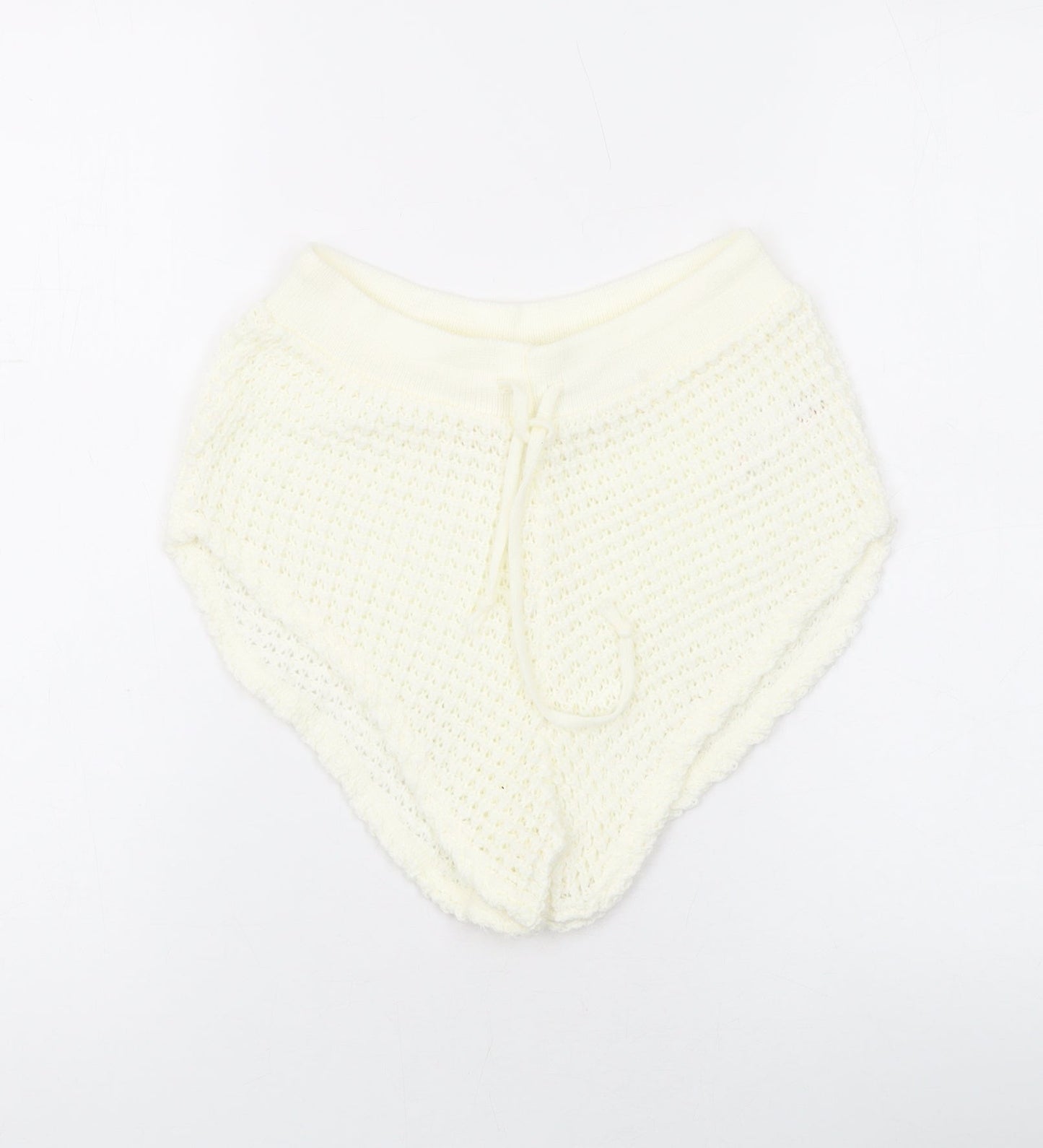 Boohoo Womens Ivory Acrylic Hot Pants Shorts Size L L9 in Regular Drawstring