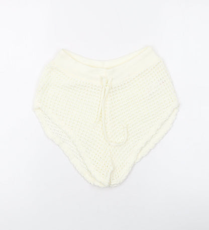 Boohoo Womens Ivory Acrylic Hot Pants Shorts Size L L9 in Regular Drawstring