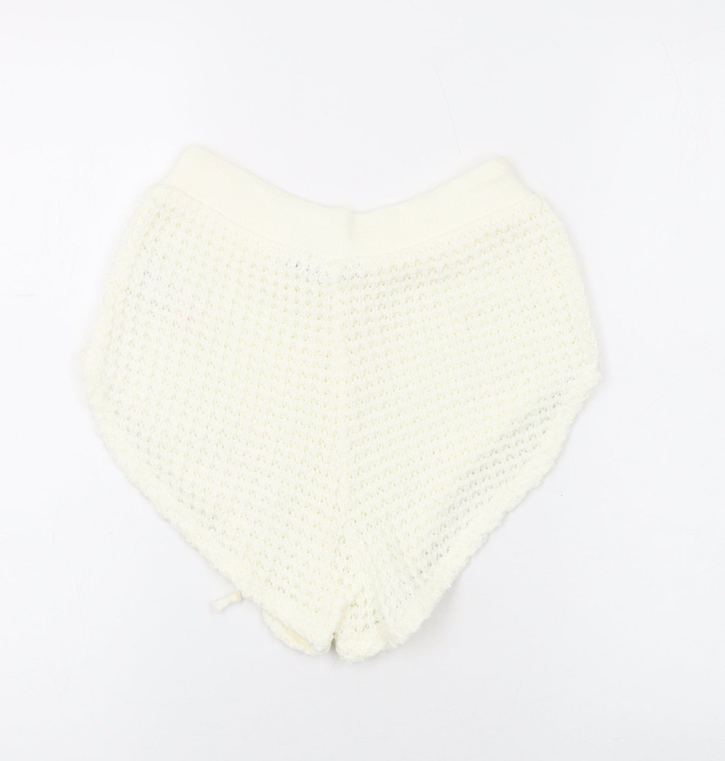 Boohoo Womens Ivory Acrylic Hot Pants Shorts Size L L9 in Regular Drawstring