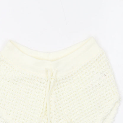 Boohoo Womens Ivory Acrylic Hot Pants Shorts Size L L9 in Regular Drawstring
