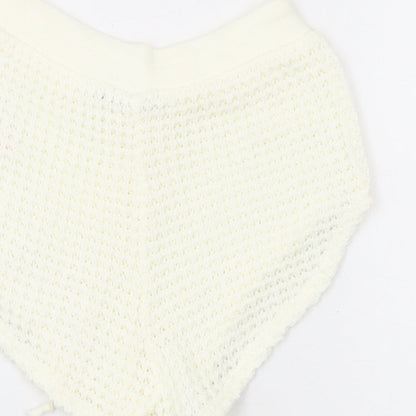Boohoo Womens Ivory Acrylic Hot Pants Shorts Size L L9 in Regular Drawstring