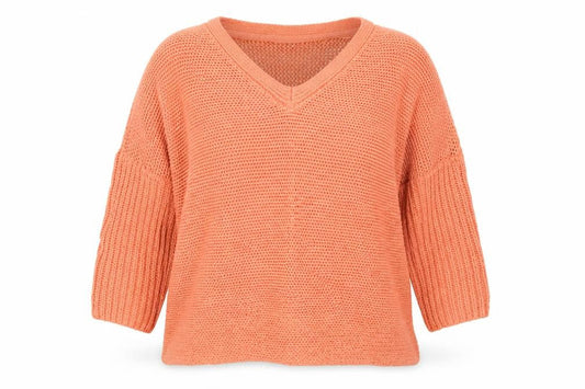 Noisy may Womens Orange V-Neck Acrylic Pullover Jumper Size S