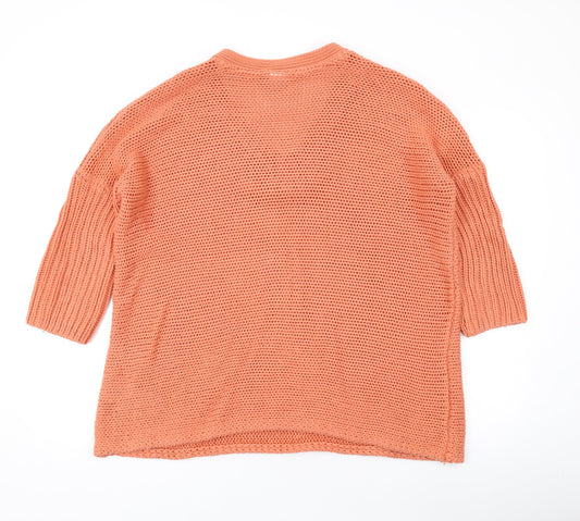 Noisy may Womens Orange V-Neck Acrylic Pullover Jumper Size S