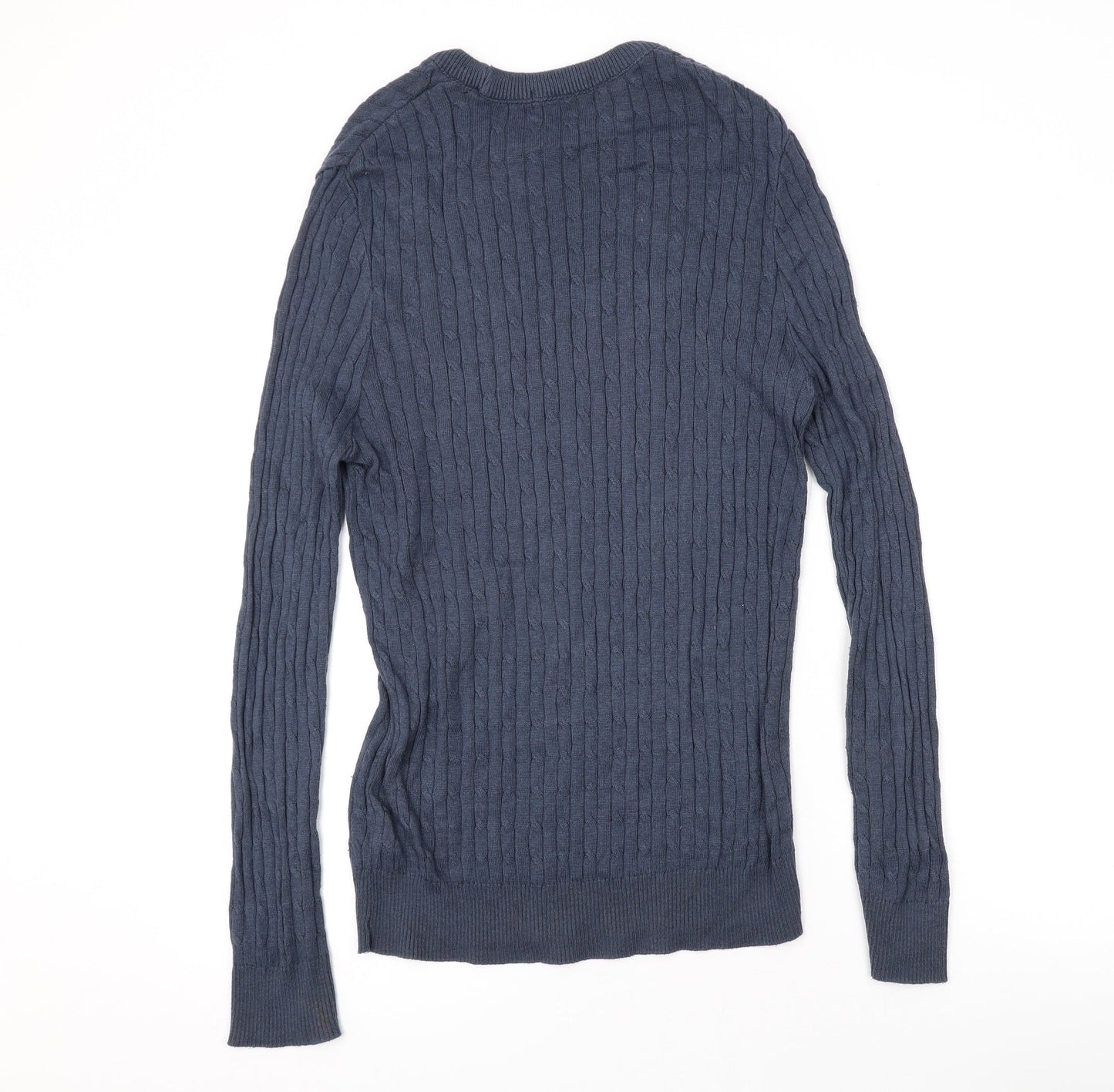 Barons of England Womens Blue Round Neck Cotton Pullover Jumper Size M