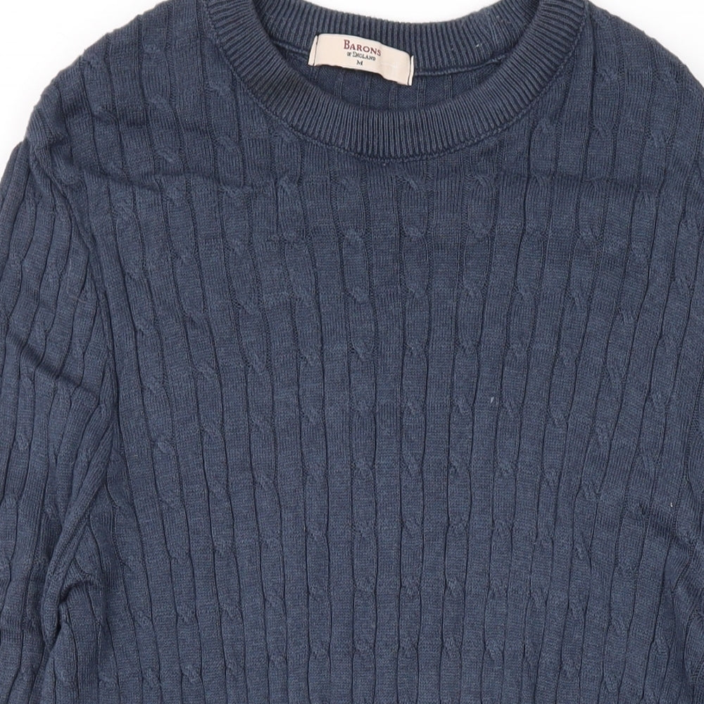 Barons of England Womens Blue Round Neck Cotton Pullover Jumper Size M