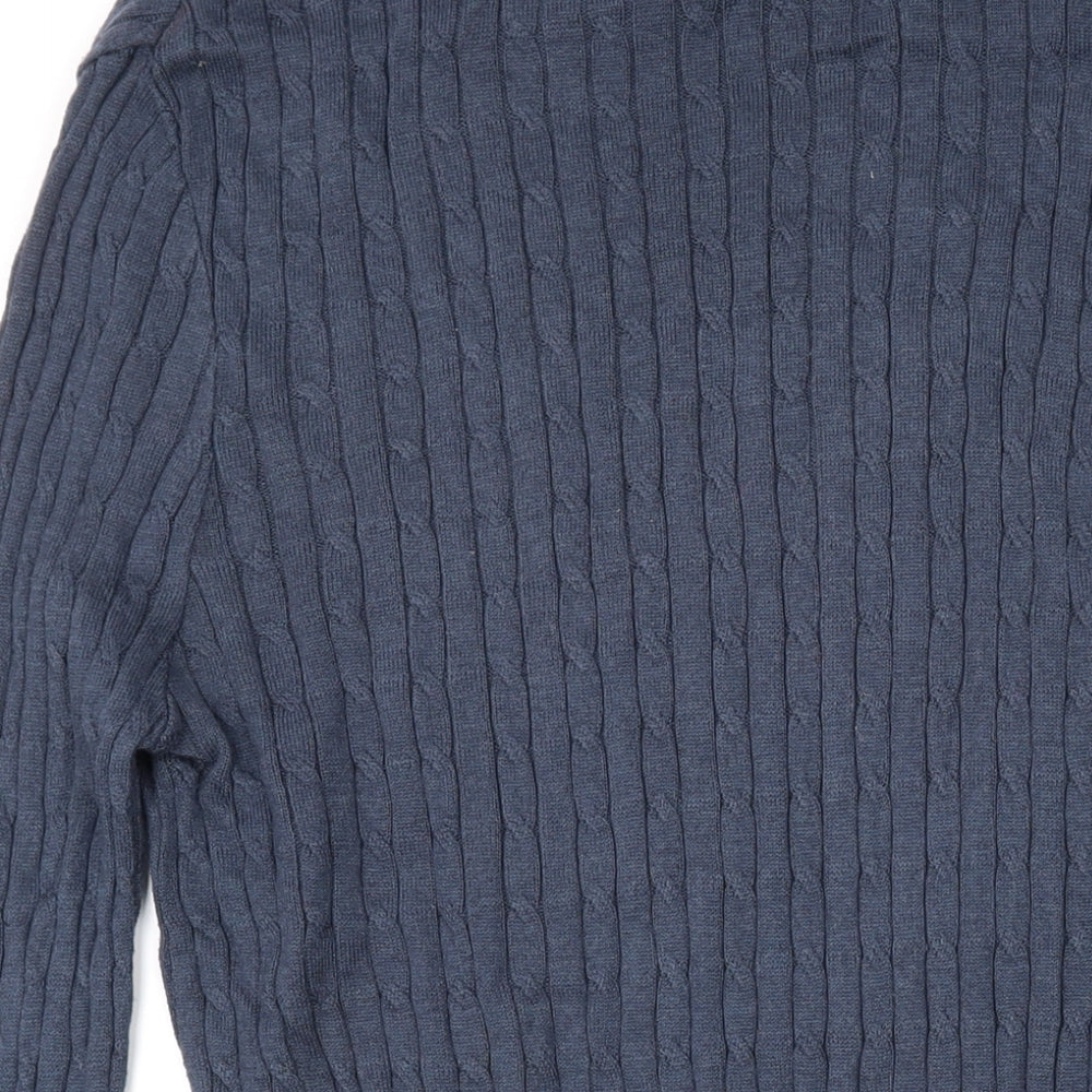 Barons of England Womens Blue Round Neck Cotton Pullover Jumper Size M
