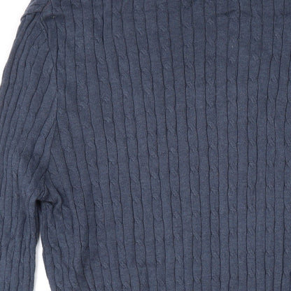 Barons of England Womens Blue Round Neck Cotton Pullover Jumper Size M