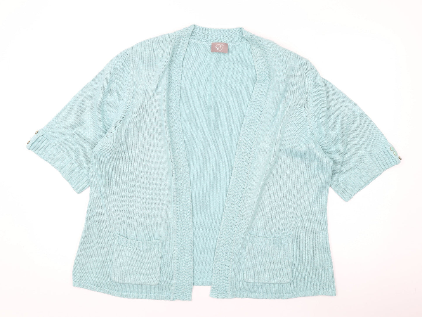EWM Womens Blue V-Neck Acrylic Cardigan Jumper Size 20
