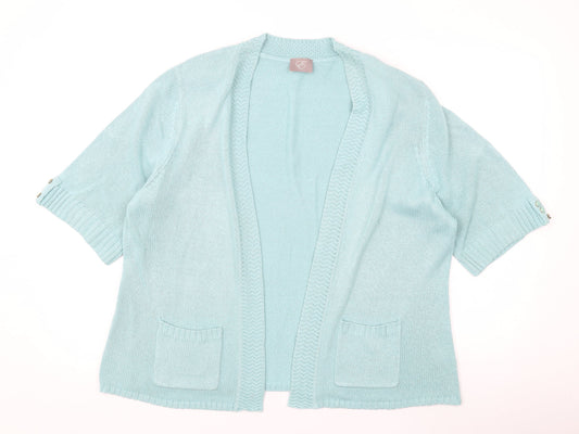 EWM Womens Blue V-Neck Acrylic Cardigan Jumper Size 20