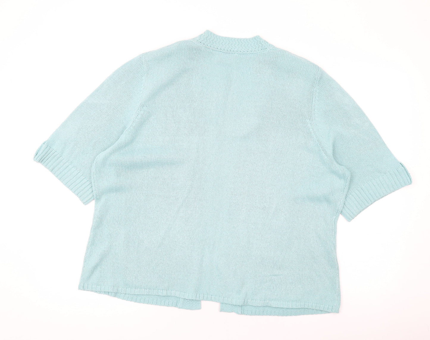 EWM Womens Blue V-Neck Acrylic Cardigan Jumper Size 20