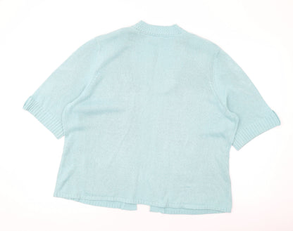 EWM Womens Blue V-Neck Acrylic Cardigan Jumper Size 20