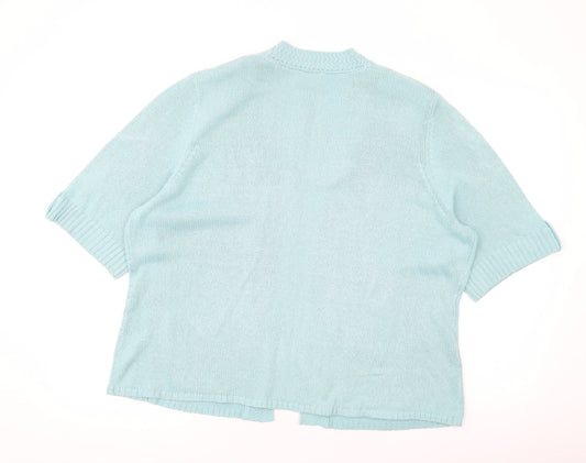 EWM Womens Blue V-Neck Acrylic Cardigan Jumper Size 20