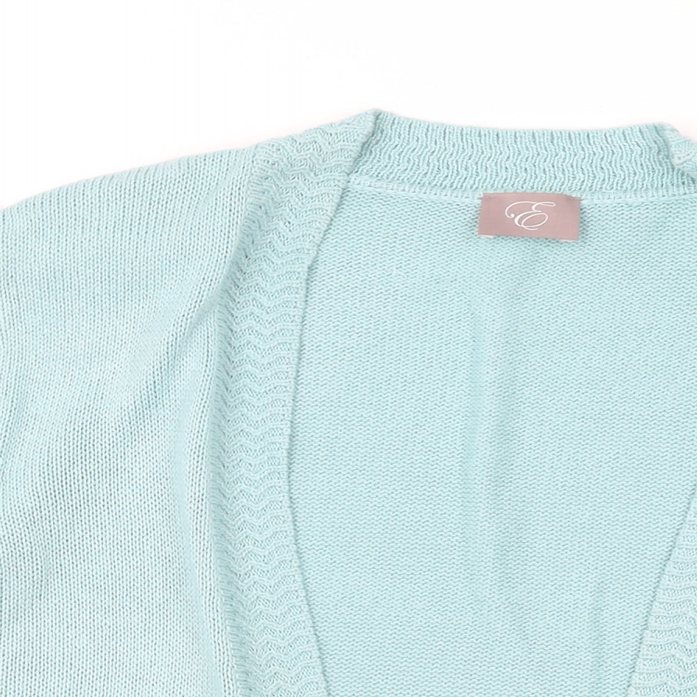 EWM Womens Blue V-Neck Acrylic Cardigan Jumper Size 20