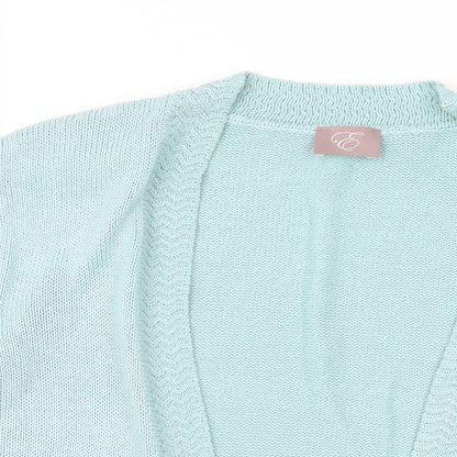 EWM Womens Blue V-Neck Acrylic Cardigan Jumper Size 20