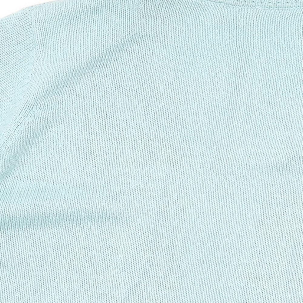 EWM Womens Blue V-Neck Acrylic Cardigan Jumper Size 20