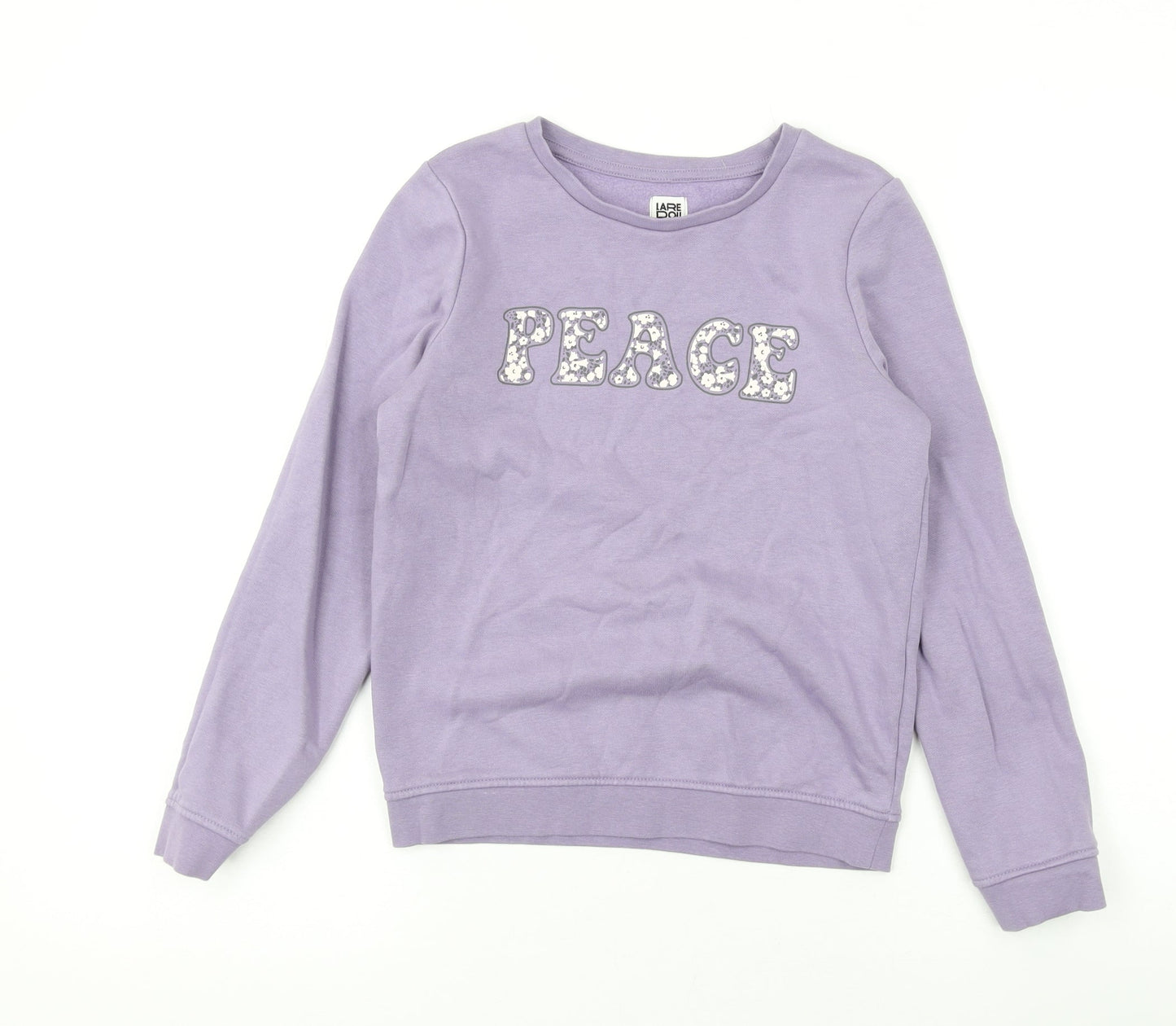 La Redoute Girls Purple Cotton Pullover Sweatshirt Size 9 Years Pullover - Peace
