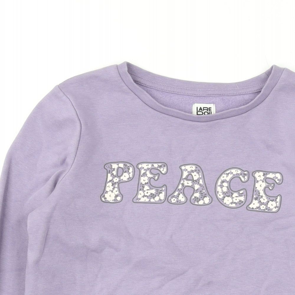 La Redoute Girls Purple Cotton Pullover Sweatshirt Size 9 Years Pullover - Peace