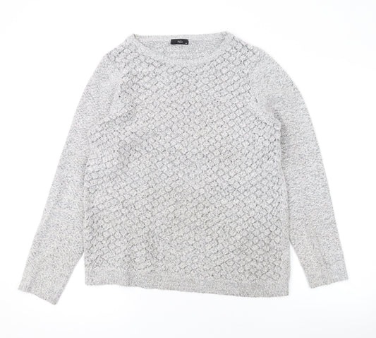 M&Co Womens Grey Round Neck Acrylic Pullover Jumper Size 14