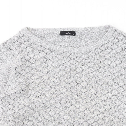 M&Co Womens Grey Round Neck Acrylic Pullover Jumper Size 14