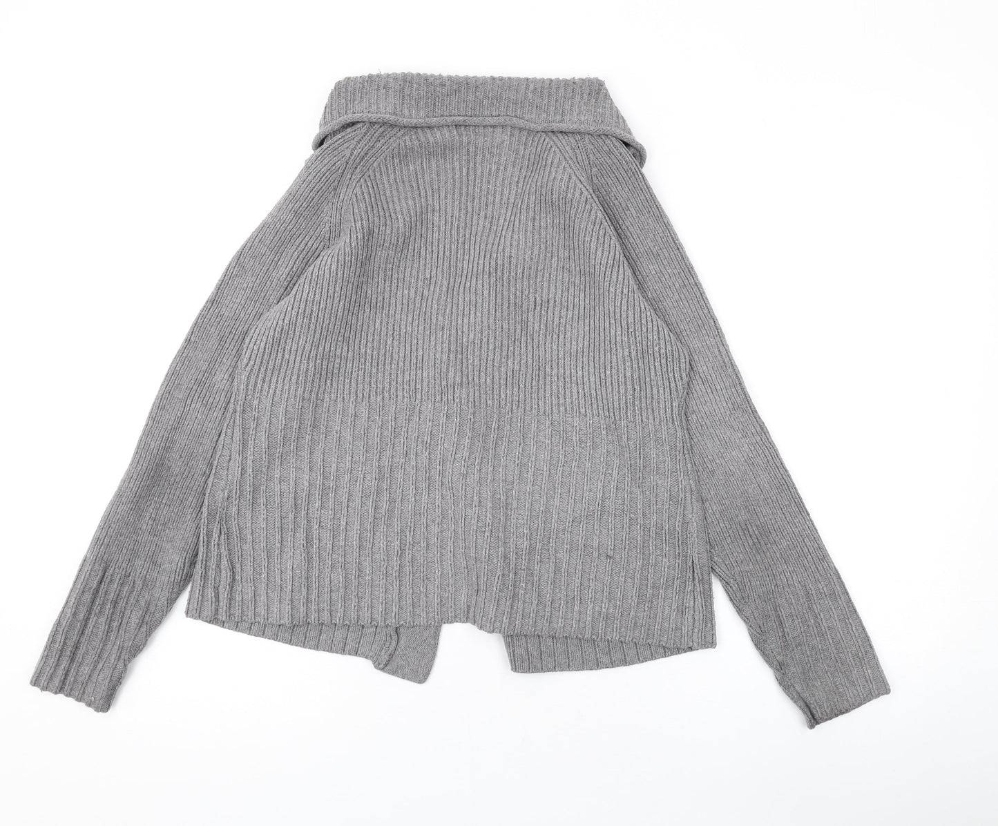 Marks and Spencer Womens Grey Collared Cotton Cardigan Jumper Size 12
