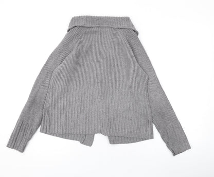 Marks and Spencer Womens Grey Collared Cotton Cardigan Jumper Size 12