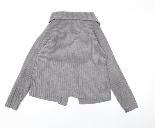 Marks and Spencer Womens Grey Collared Cotton Cardigan Jumper Size 12