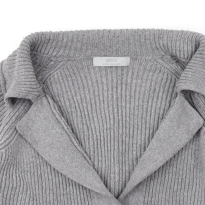 Marks and Spencer Womens Grey Collared Cotton Cardigan Jumper Size 12