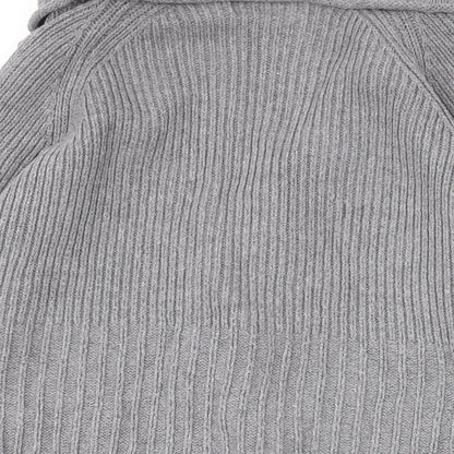 Marks and Spencer Womens Grey Collared Cotton Cardigan Jumper Size 12